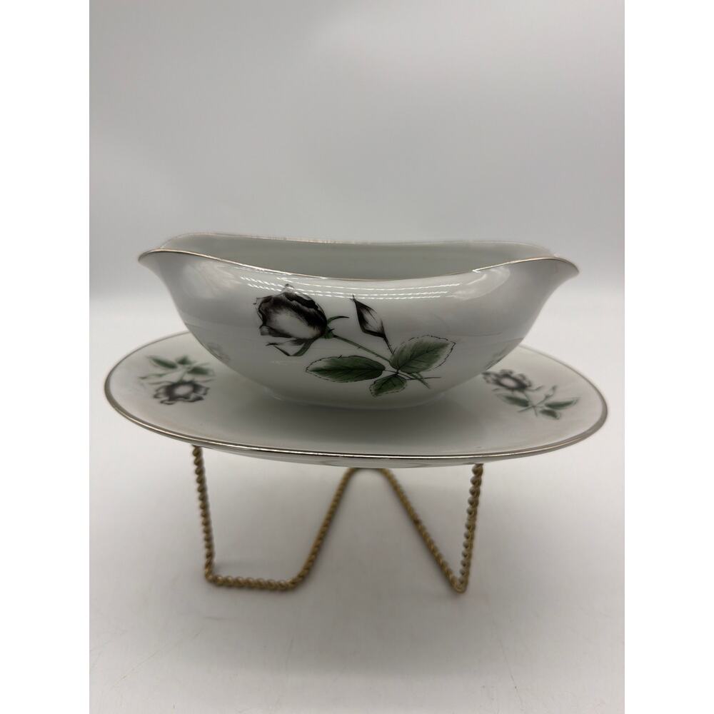STONEGATE MIDNIGHT ROSE GRAVY BOAT ON‎ PLATTER